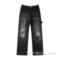 Autumn wash American retro couple overalls sweatpants